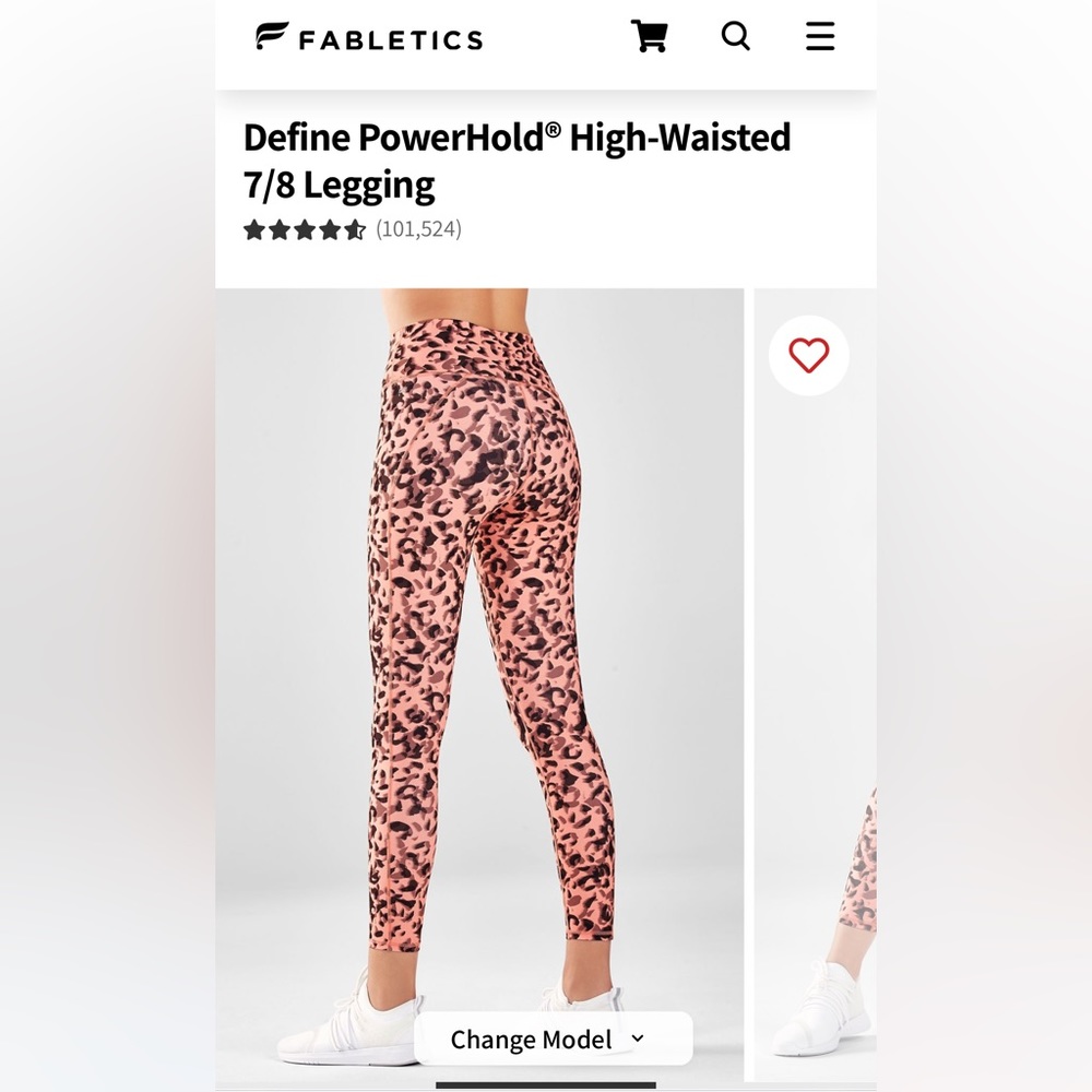 Fabletics Pink Cheetah Print High-Wasted 7/8 Legg… - image 1